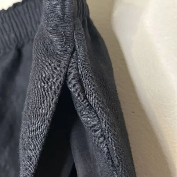 HM Black Linen Blend Shorts Size XL Womens Short W Pockets Stretch Waist - Picture 3 of 9